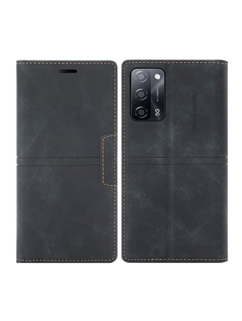 OKZone Schwarz Kunstleder Handyhülle für Oppo A92 Handyhülle24
