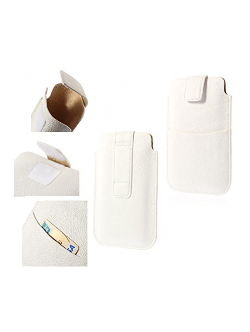 DFV mobile Weiss Leder Handyhülle für HTC Wildfire E1 lite Handyhülle24