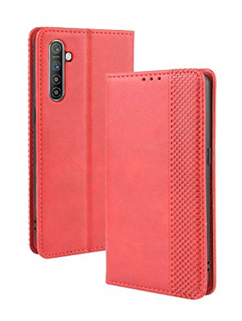 LAGUI Rot Kunstleder Handyhülle für Realme X2 Handyhülle24