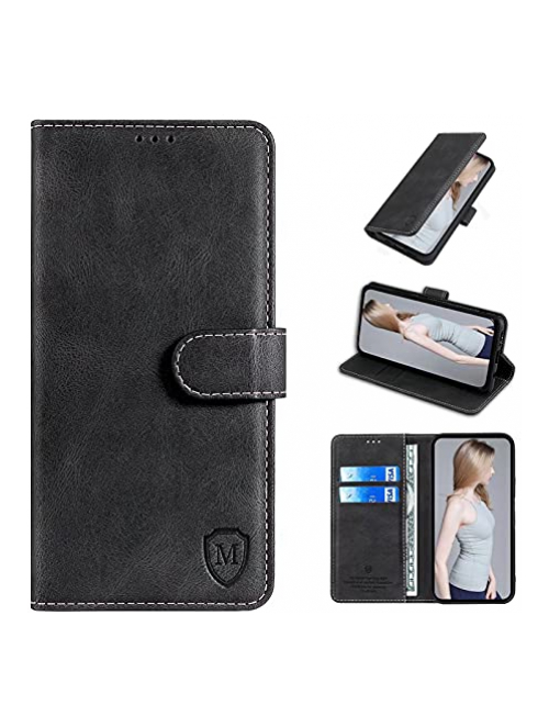xinyunew Schwarz Kunstleder Handyhülle für vivo Y70s Handyhülle24