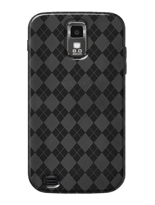 Amzer AMZ92237 Luxus-Schutzhülle für Samsung Galaxy S II SGH-T989 (hochglänzend, TPU, weich), rauchgrau, Argyle-Muster Handyhülle24